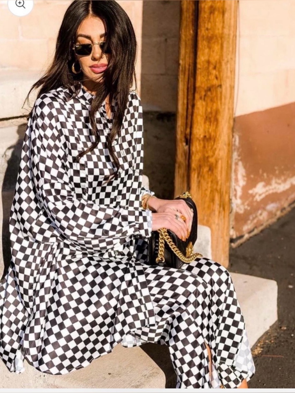 Dressed in Lala Checkerboard Long Sleeve set  - Black & White